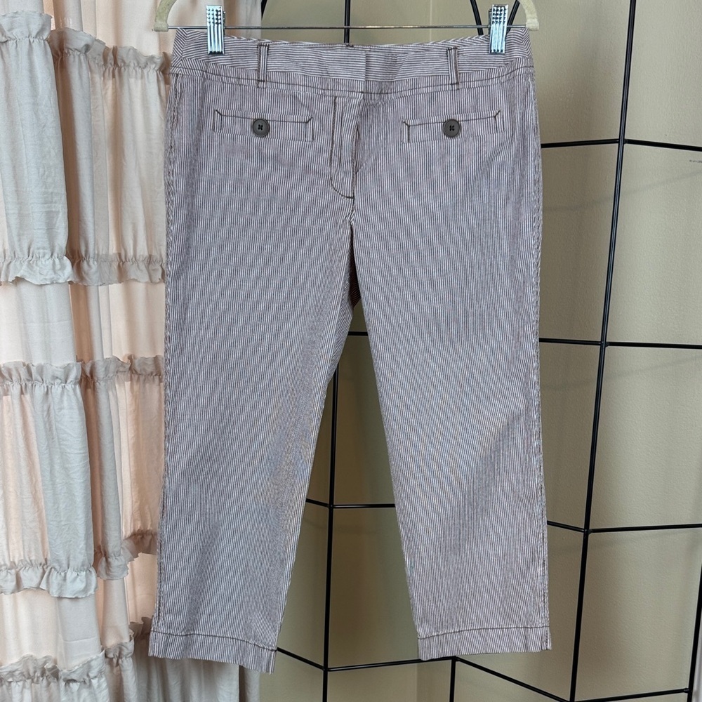 LOFT Marissa Brown and White Striped Pants Size 6P